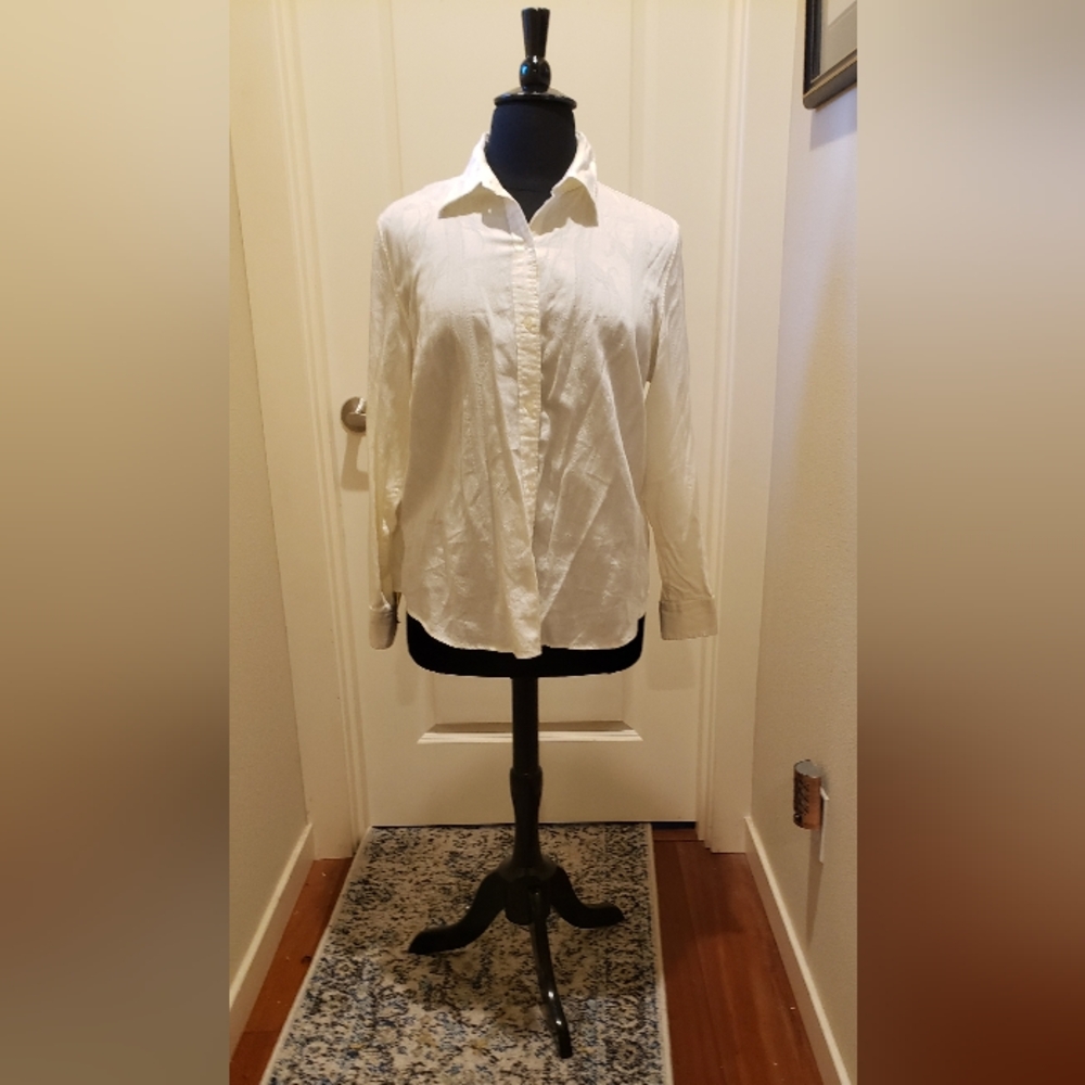 Lauren Cream Button-Down Brushed Cotton Shirt